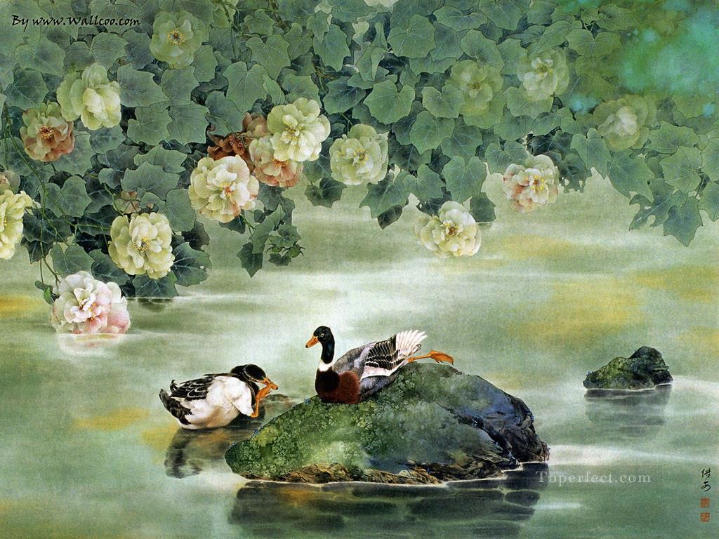 chinesische Blumenmalerei Vögel Ölgemälde